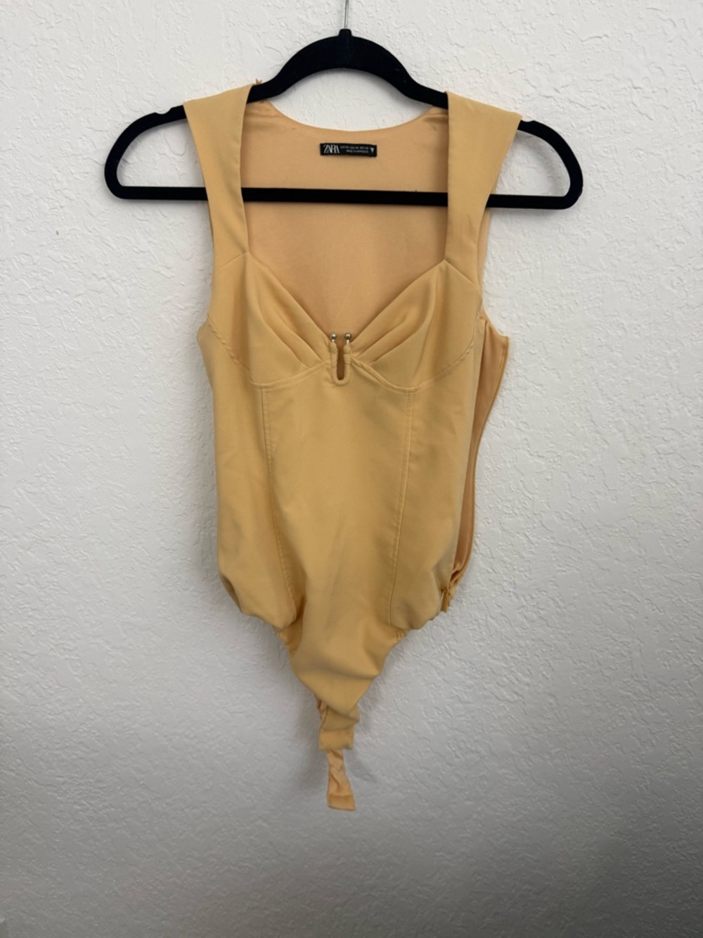 Zara‎ Pale Yellow Bustier-Style Bodysuit